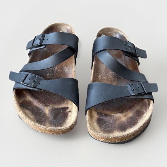 BIRKENSTOCK Salina Size 9 Black Leather Women Sandal Causal Comfort 40 - Picture 3 of 8